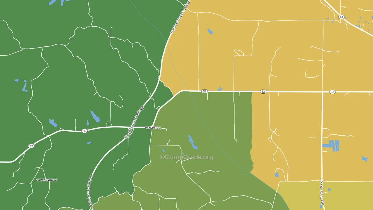 Van Vleet, MS Map of Murder Rates