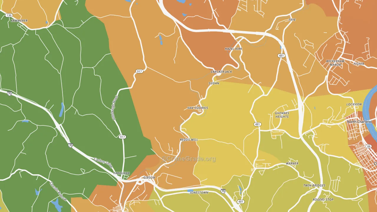 Van Voorhis, PA Map of Murder Rates