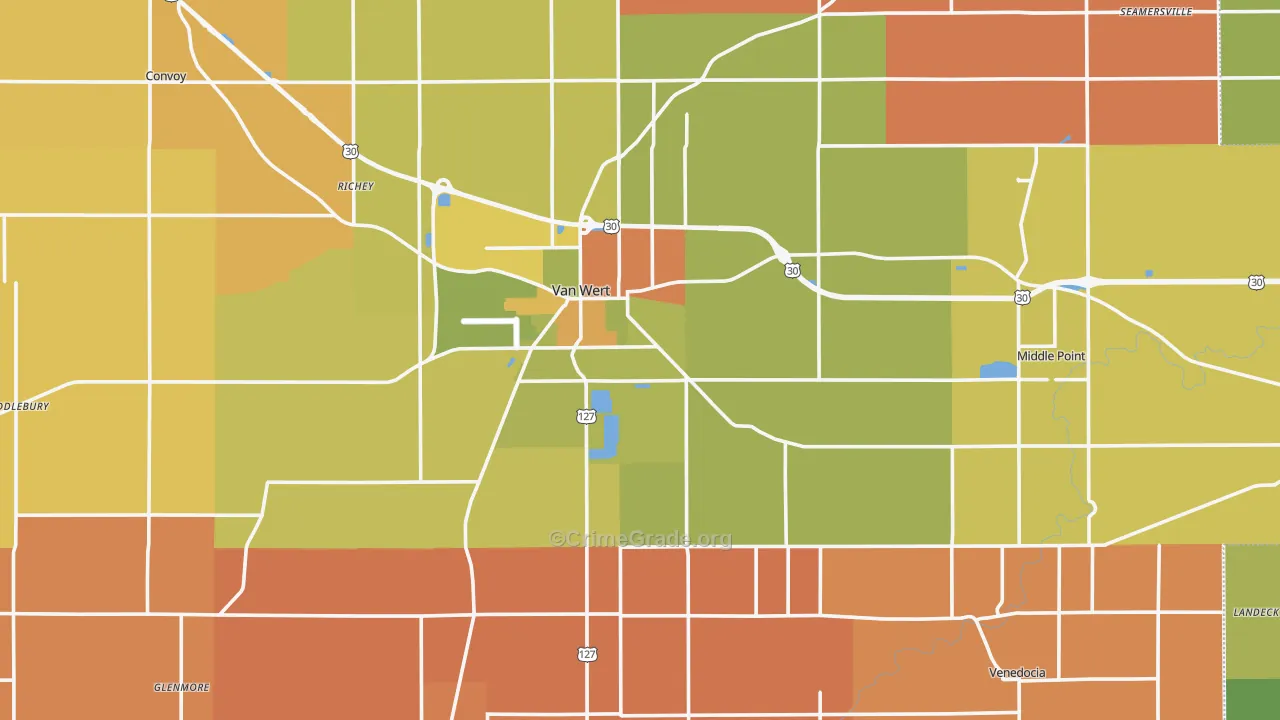 Van Wert County, OH Map of Murder Rates