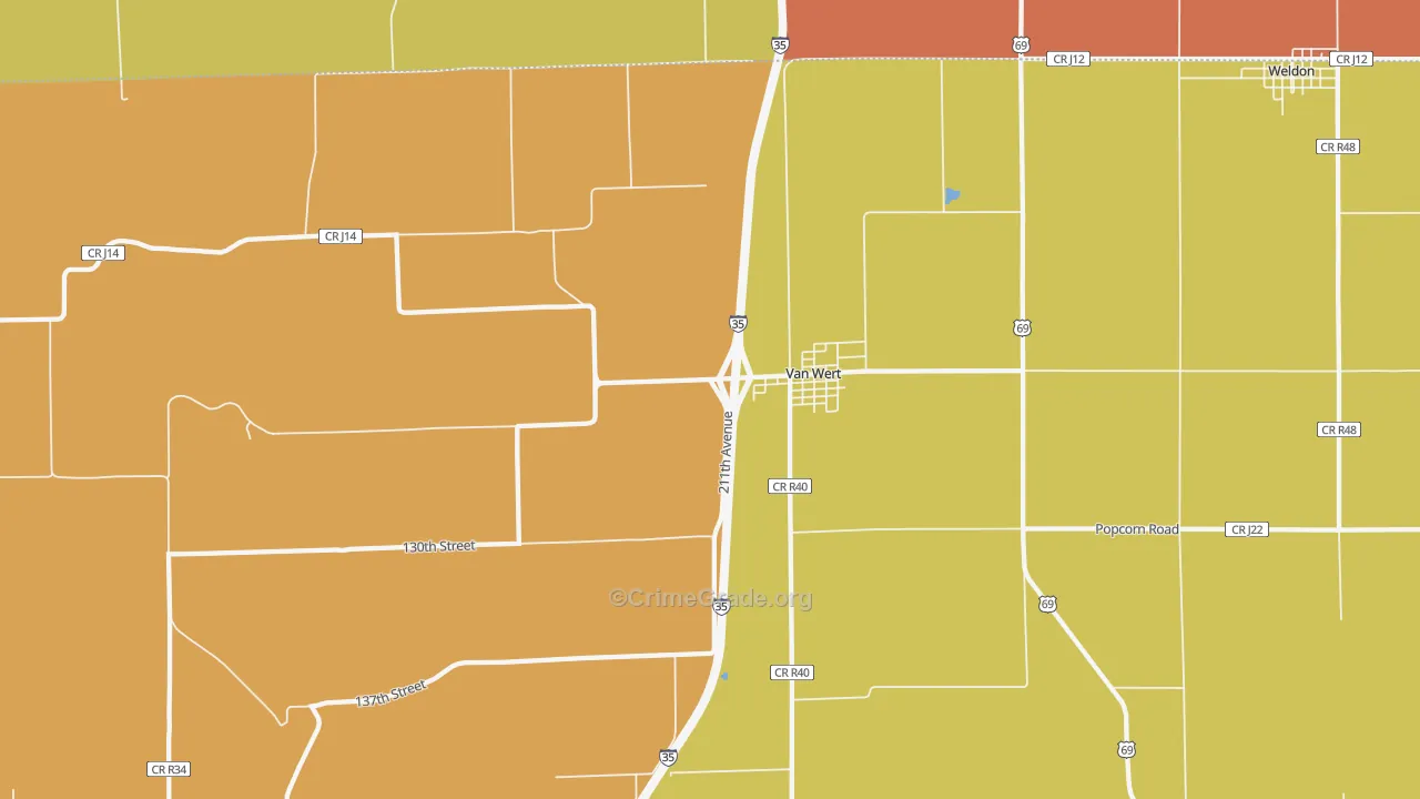 Van Wert, IA Map of Murder Rates