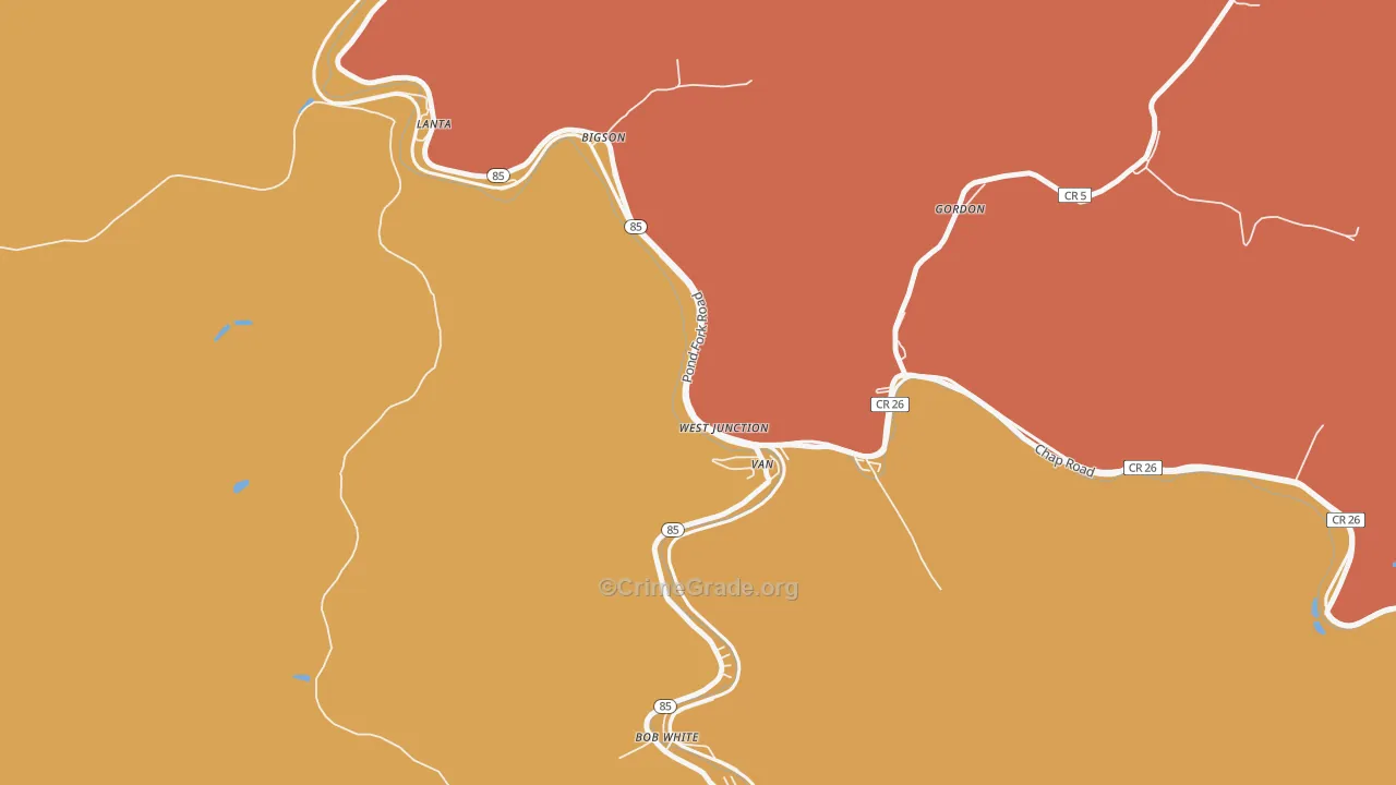 Van, WV Map of Murder Rates