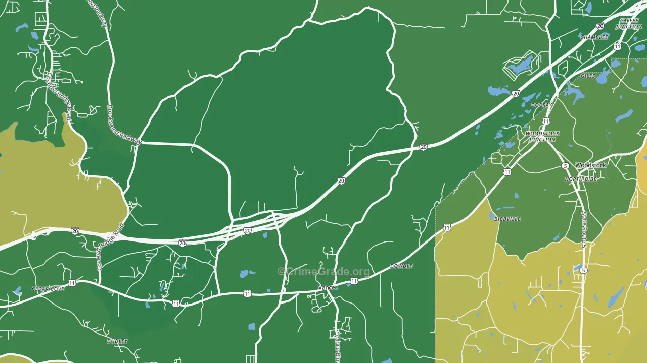 Vance, AL Map of Murder Rates