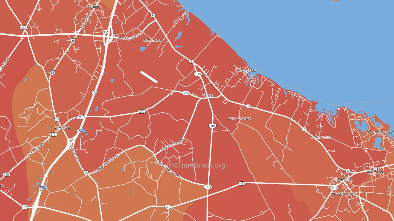 Vance, SC Map of Murder Rates