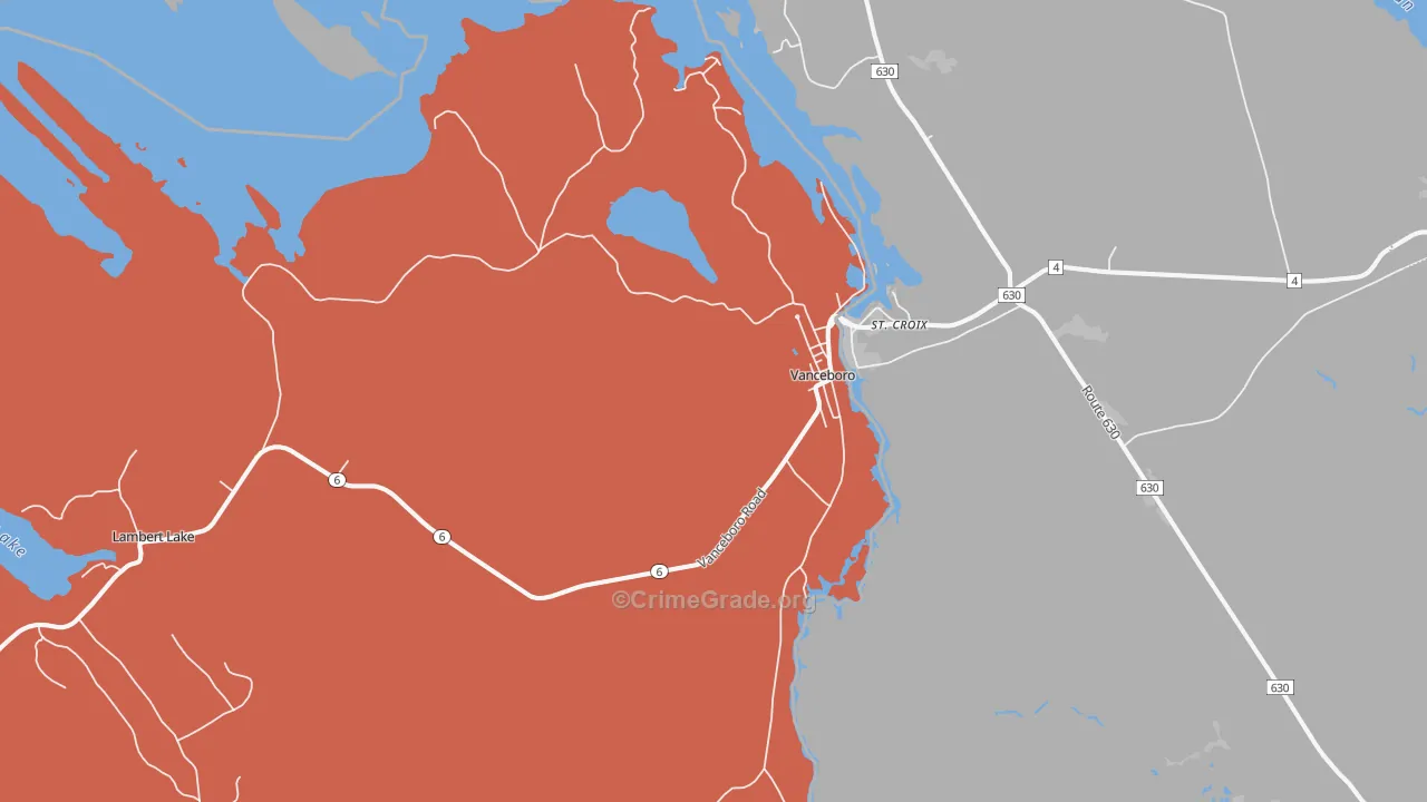 Vanceboro, ME Map of Murder Rates