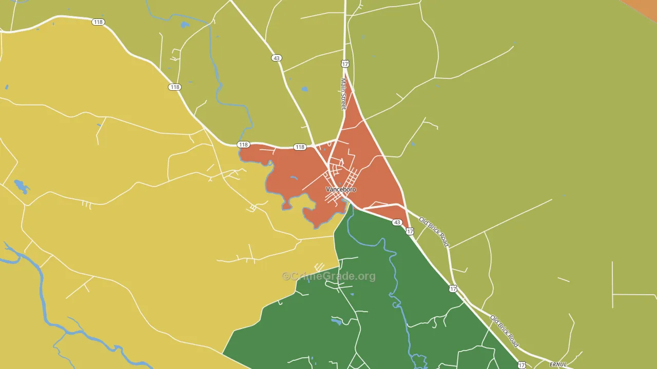 Vanceboro, NC Map of Murder Rates