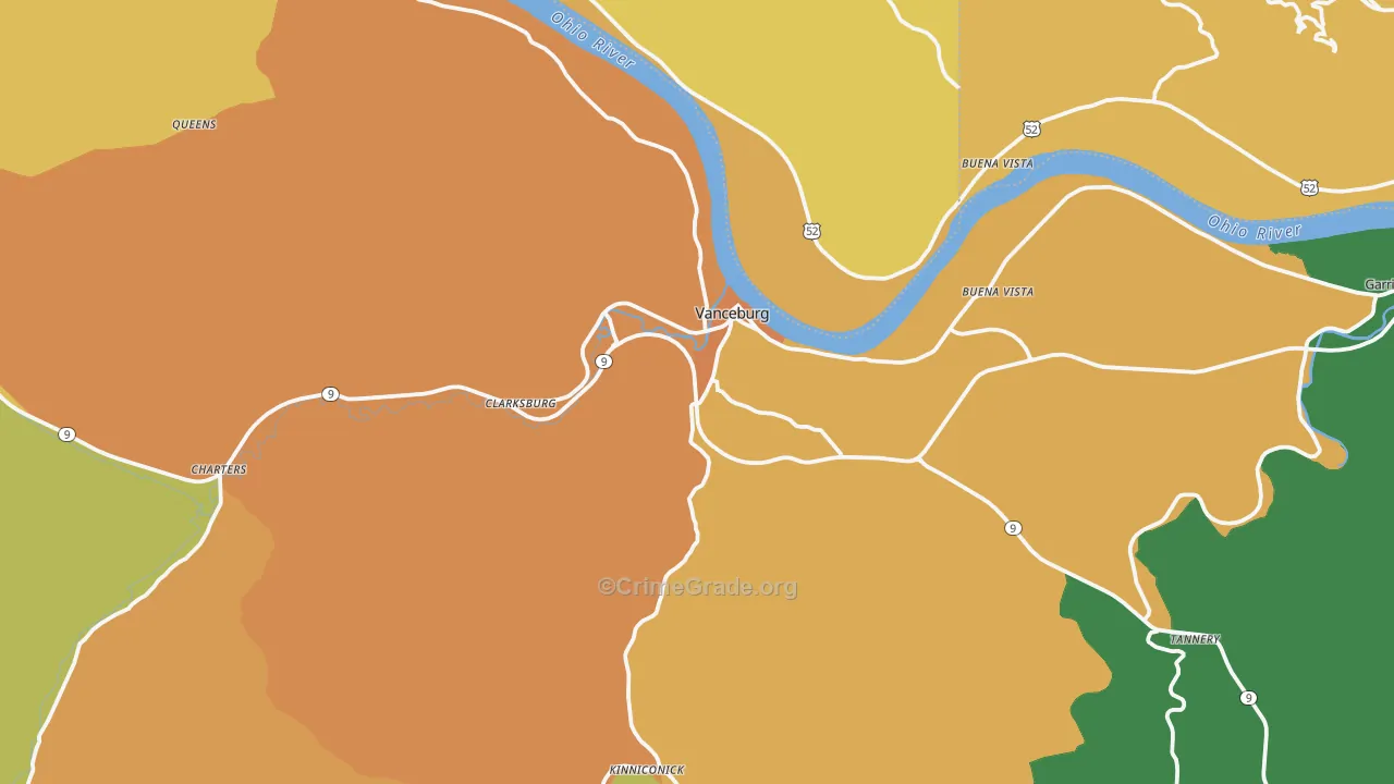 Vanceburg, KY Map of Murder Rates