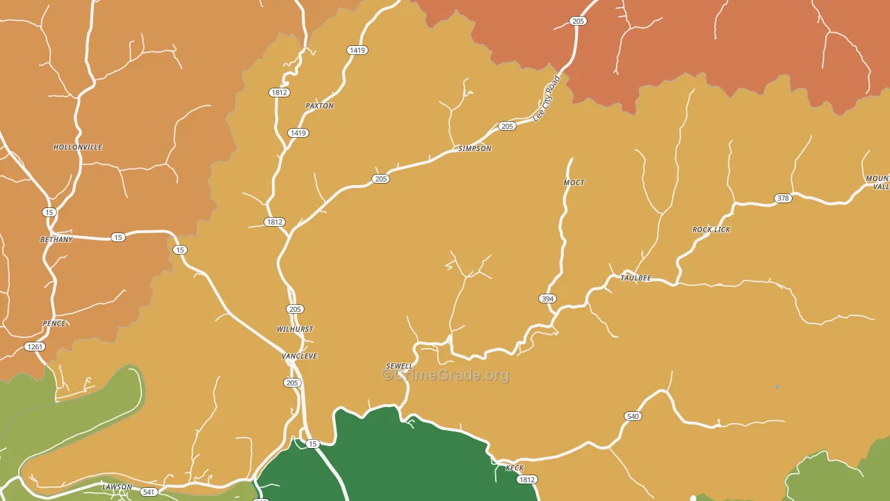 Vancleve, KY Map of Murder Rates