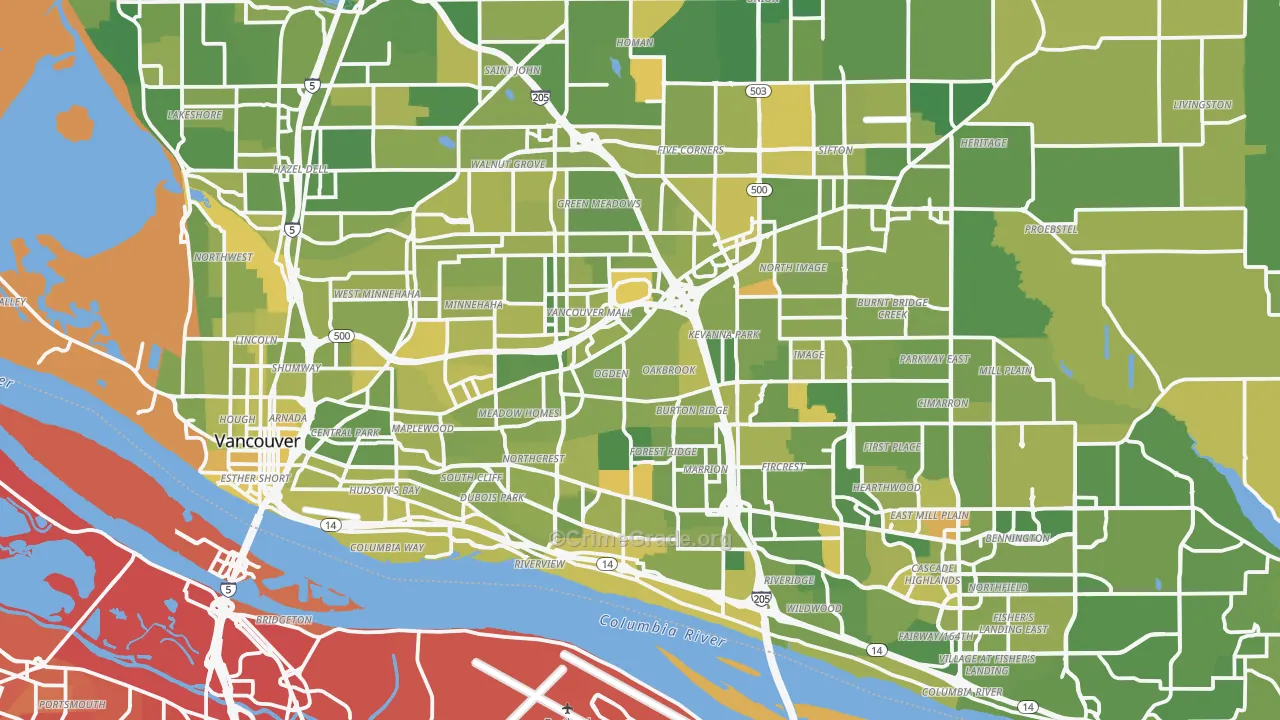 Vancouver, WA Map of Murder Rates