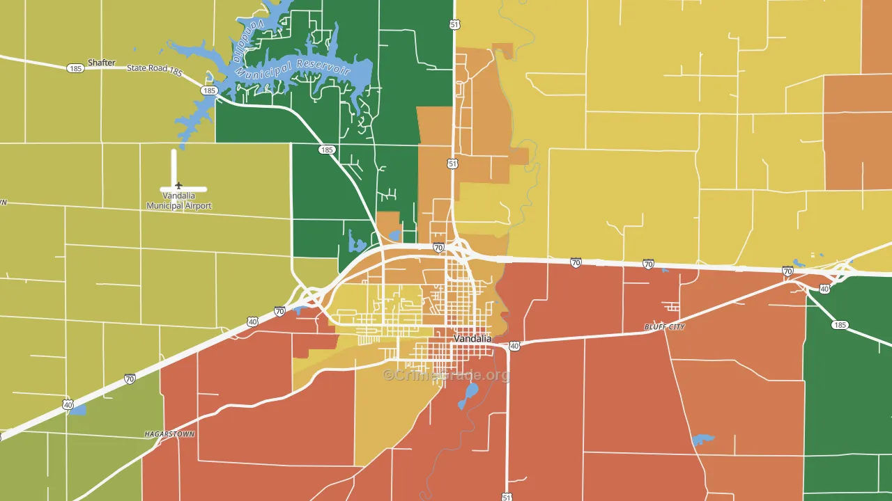 Vandalia, IL Map of Murder Rates
