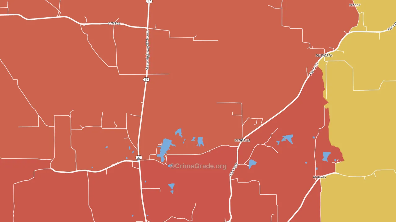 Vandalia, TX Map of Murder Rates