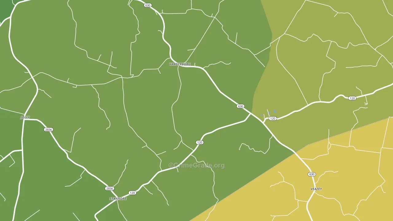 Vanderburg, KY Map of Murder Rates