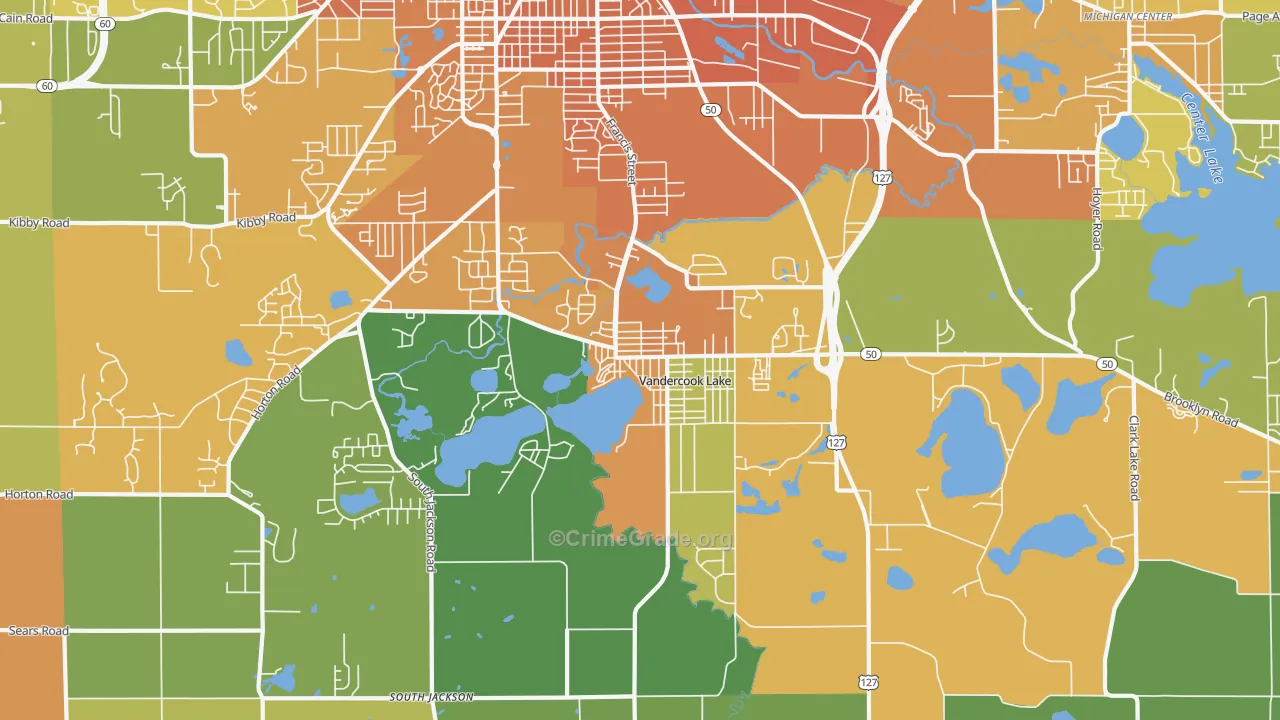 Vandercook Lake, MI Map of Murder Rates