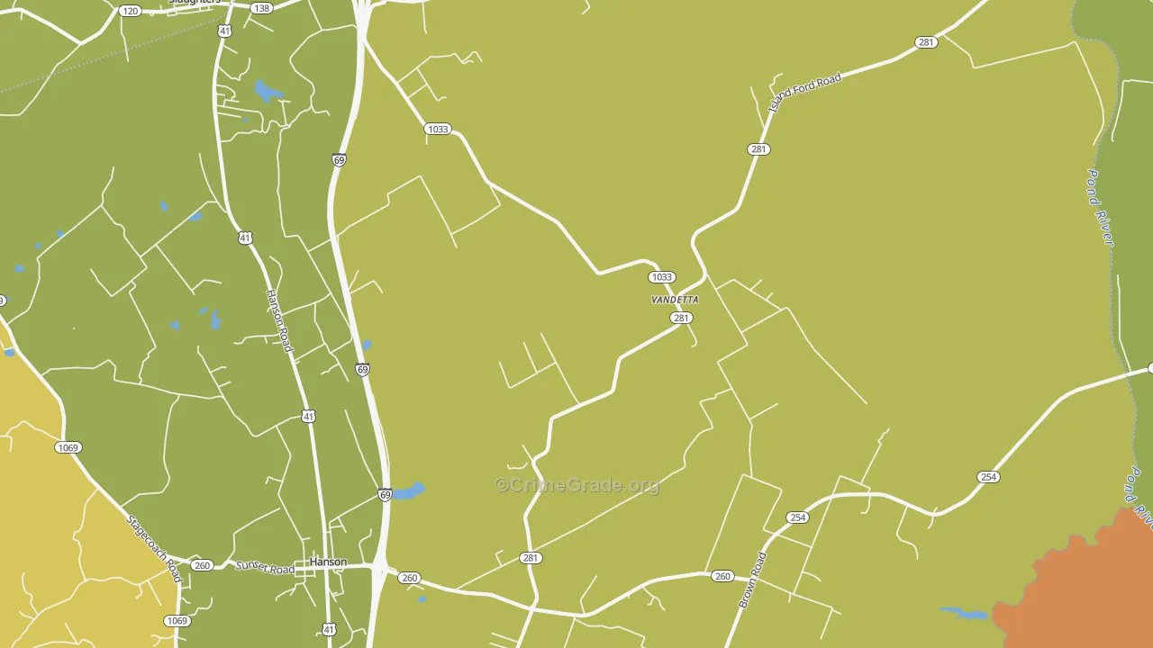Vandetta, KY Map of Murder Rates