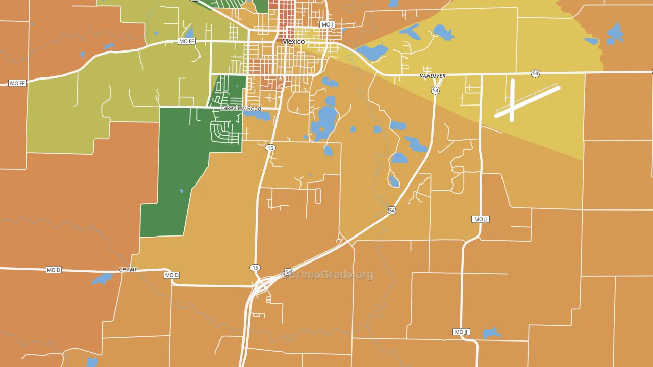Vandiver, MO Map of Murder Rates