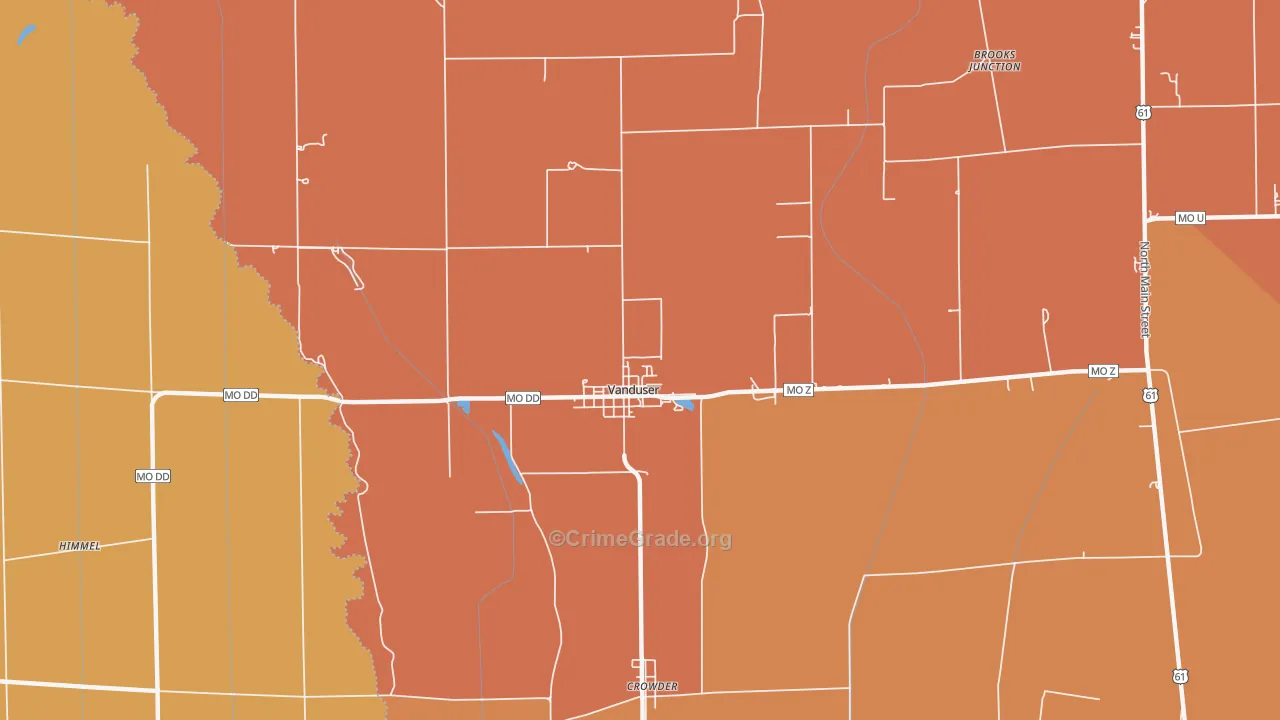 Vanduser, MO Map of Murder Rates