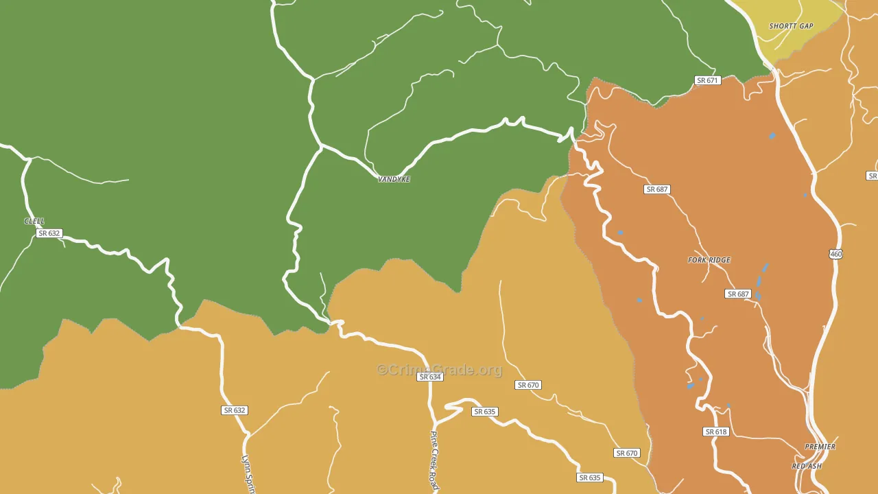 Vandyke, VA Map of Murder Rates