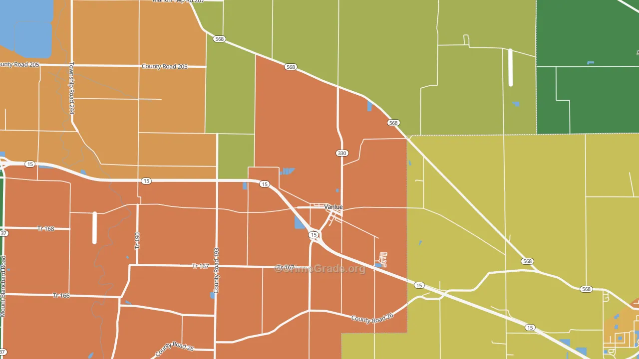 Vanlue, OH Map of Murder Rates