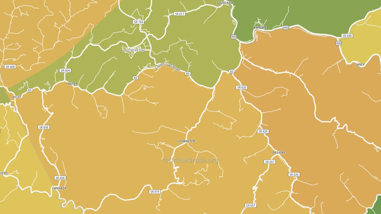 Vansant, VA Map of Murder Rates