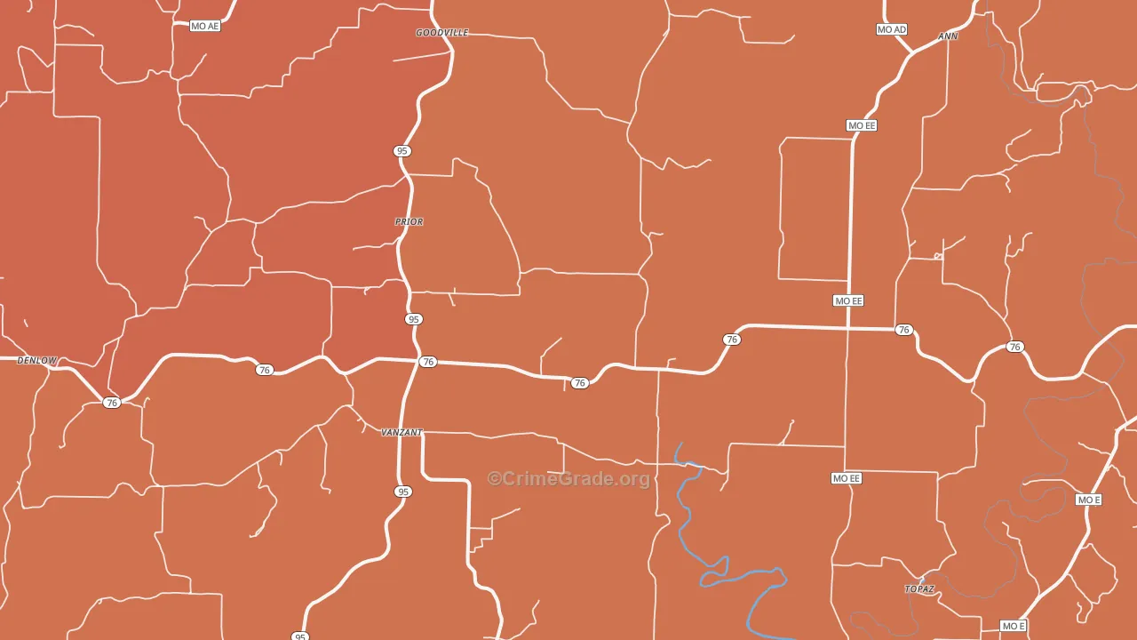 Vanzant, MO Map of Murder Rates