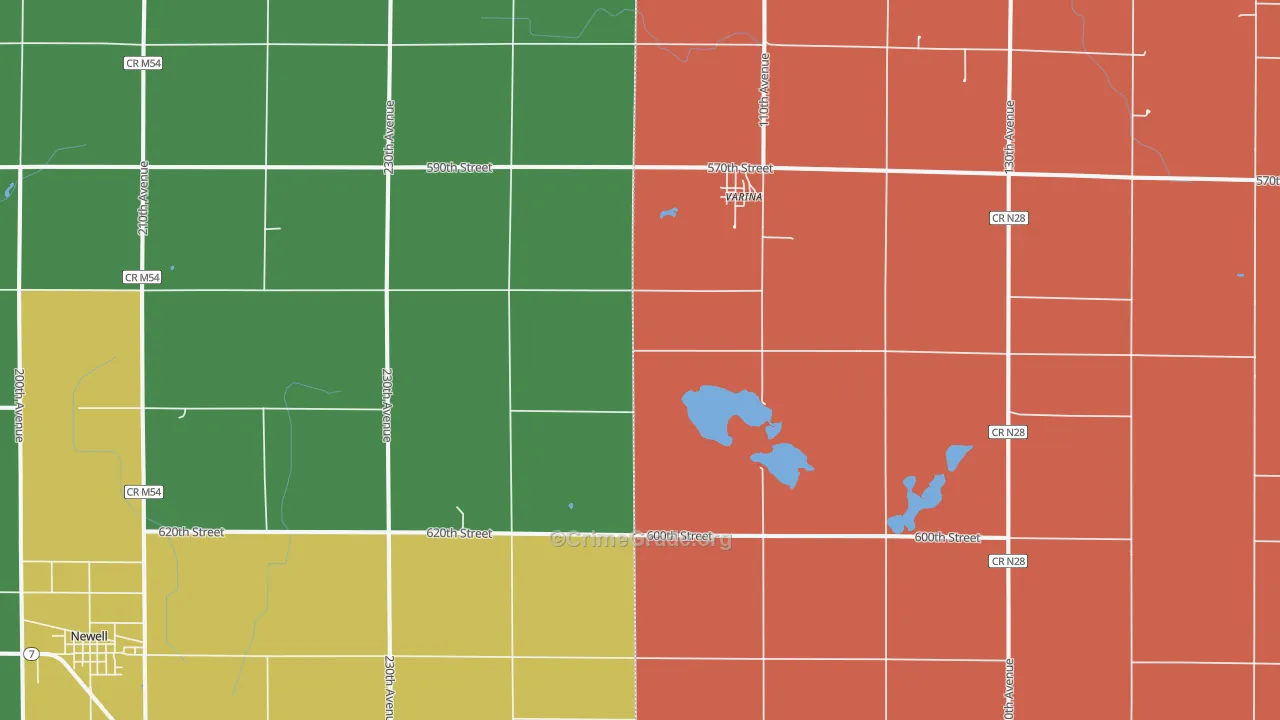 Varina, IA Map of Murder Rates