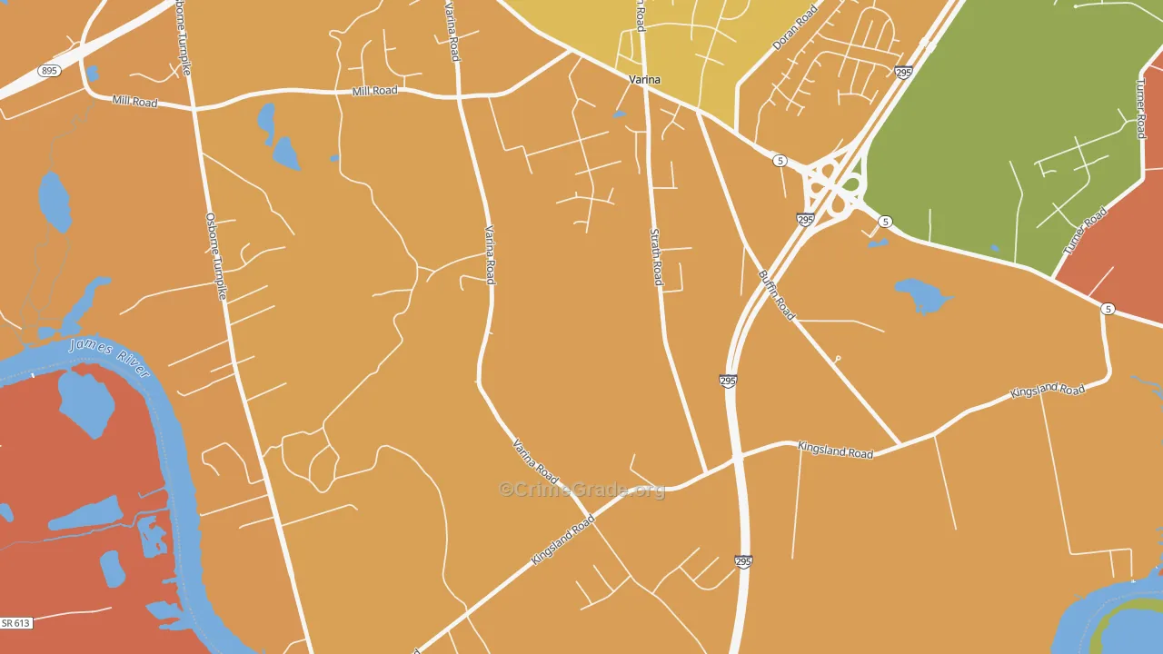 Varina, VA Map of Murder Rates