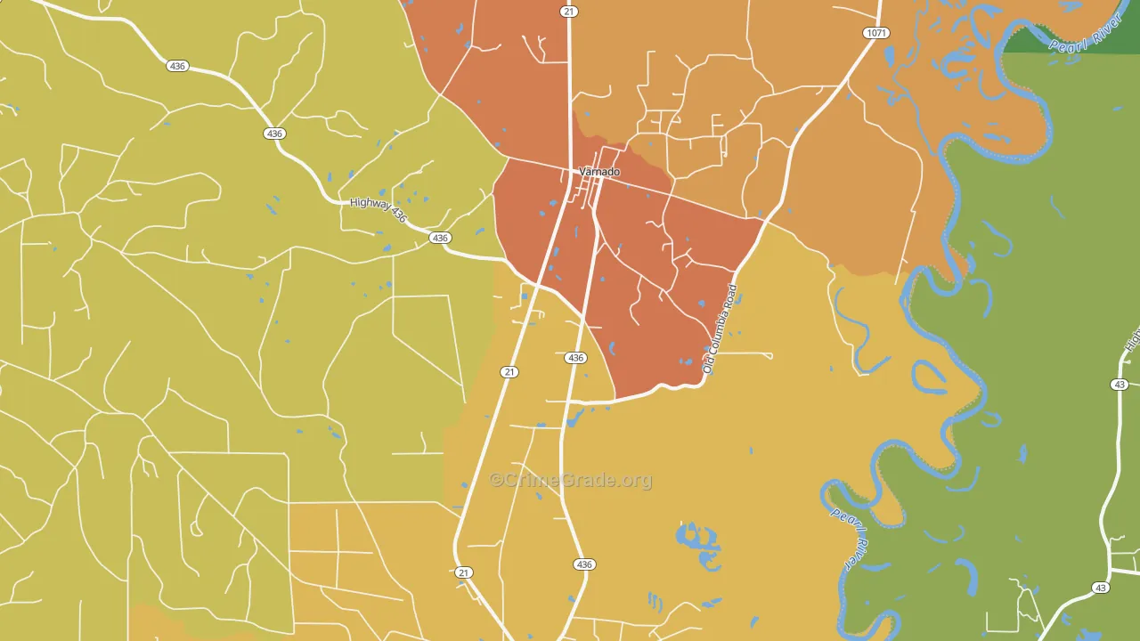 Varnado, LA Map of Murder Rates