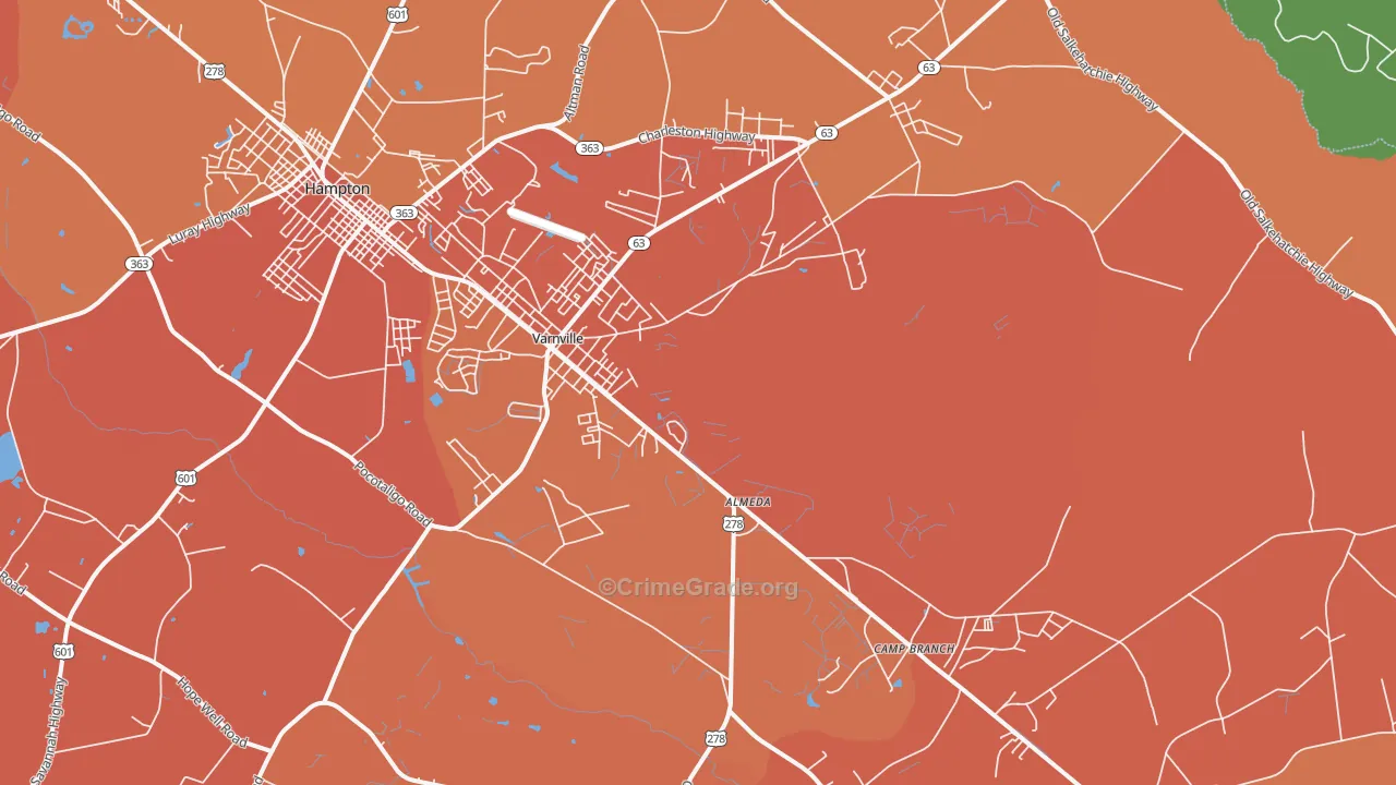 Varnville, SC Map of Murder Rates