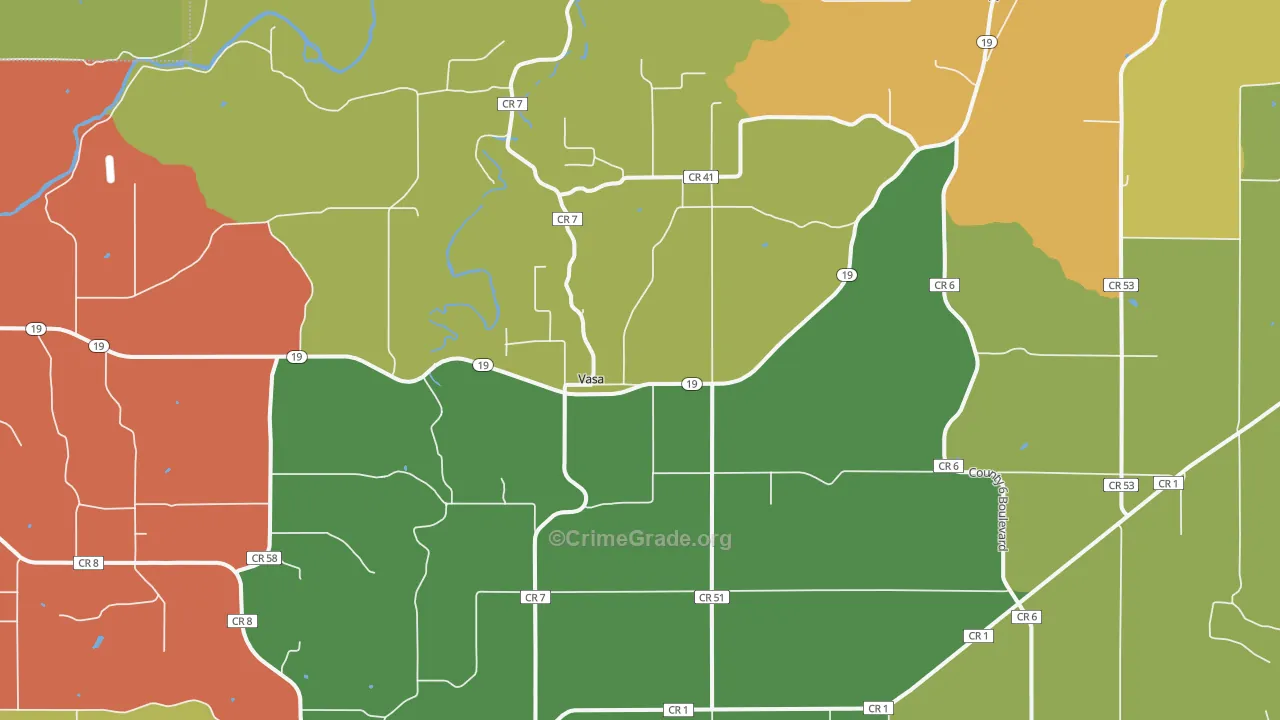 Vasa, MN Map of Murder Rates