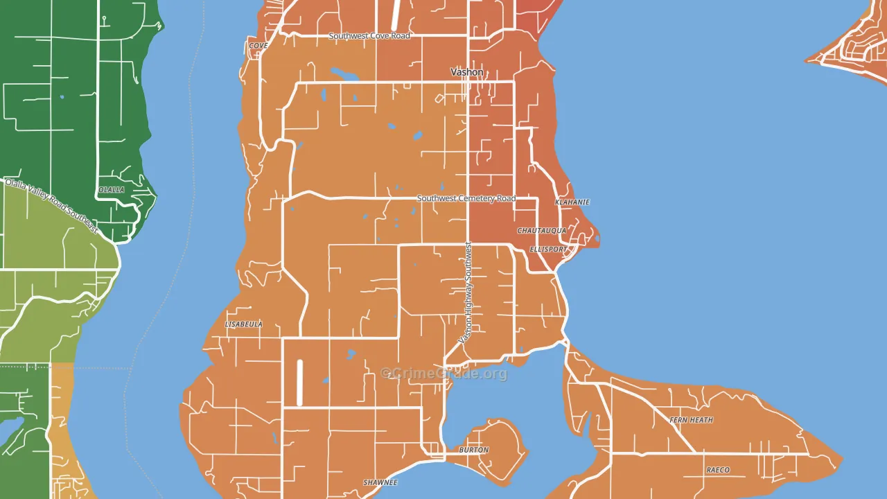 Vashon, WA Map of Murder Rates