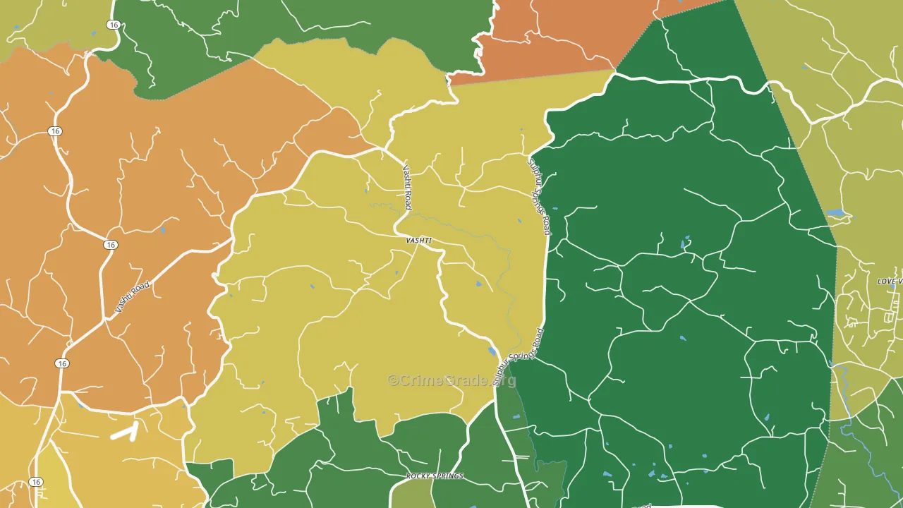 Vashti, NC Map of Murder Rates