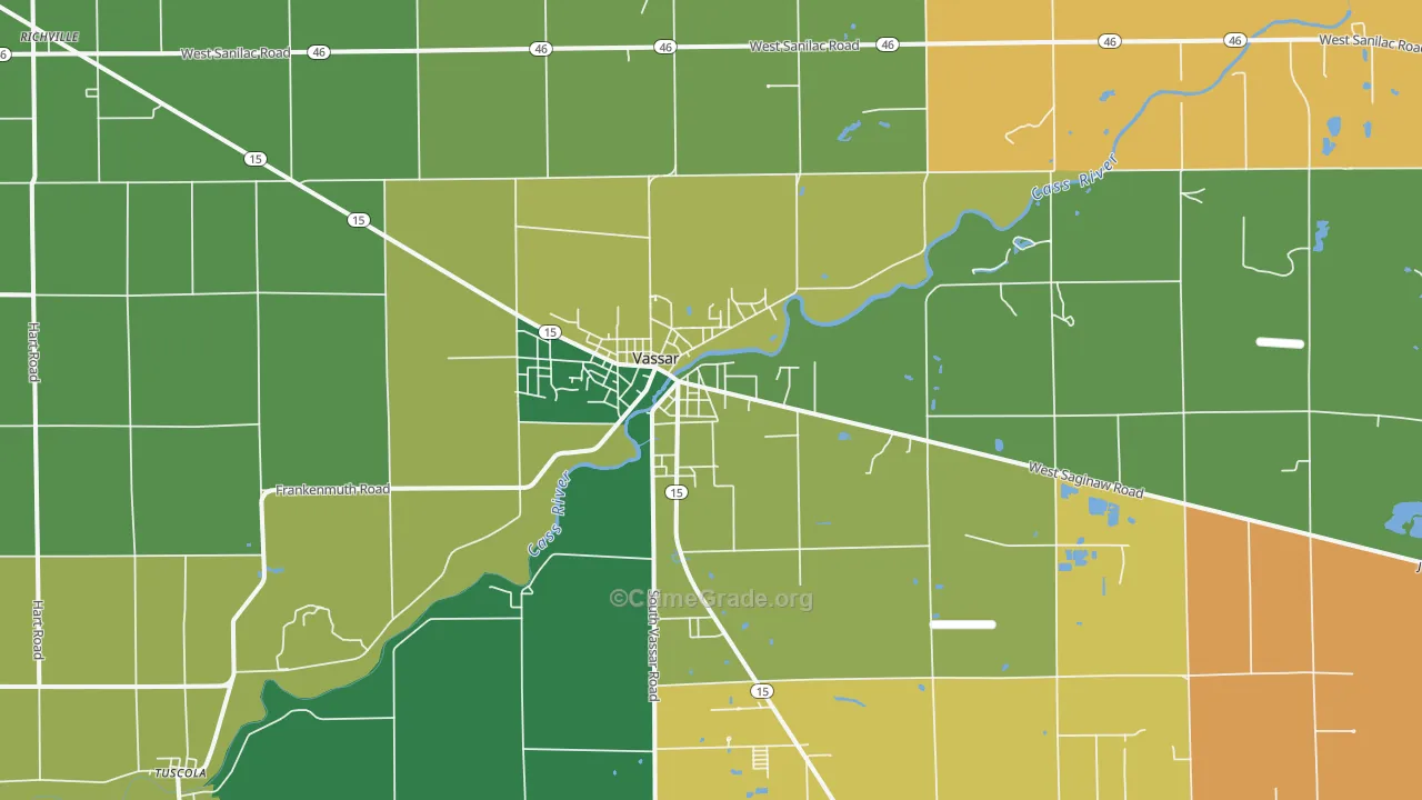 Vassar, MI Map of Murder Rates
