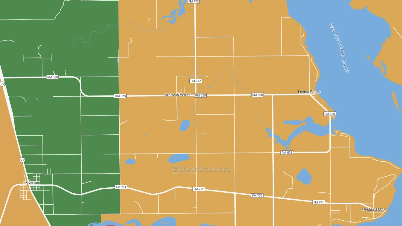 Vattmannville, TX Map of Murder Rates