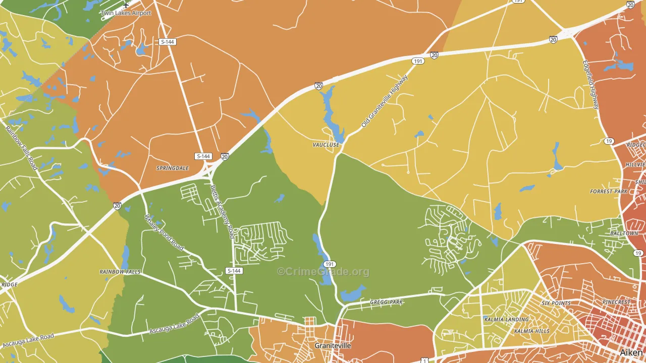 Vaucluse, SC Map of Murder Rates