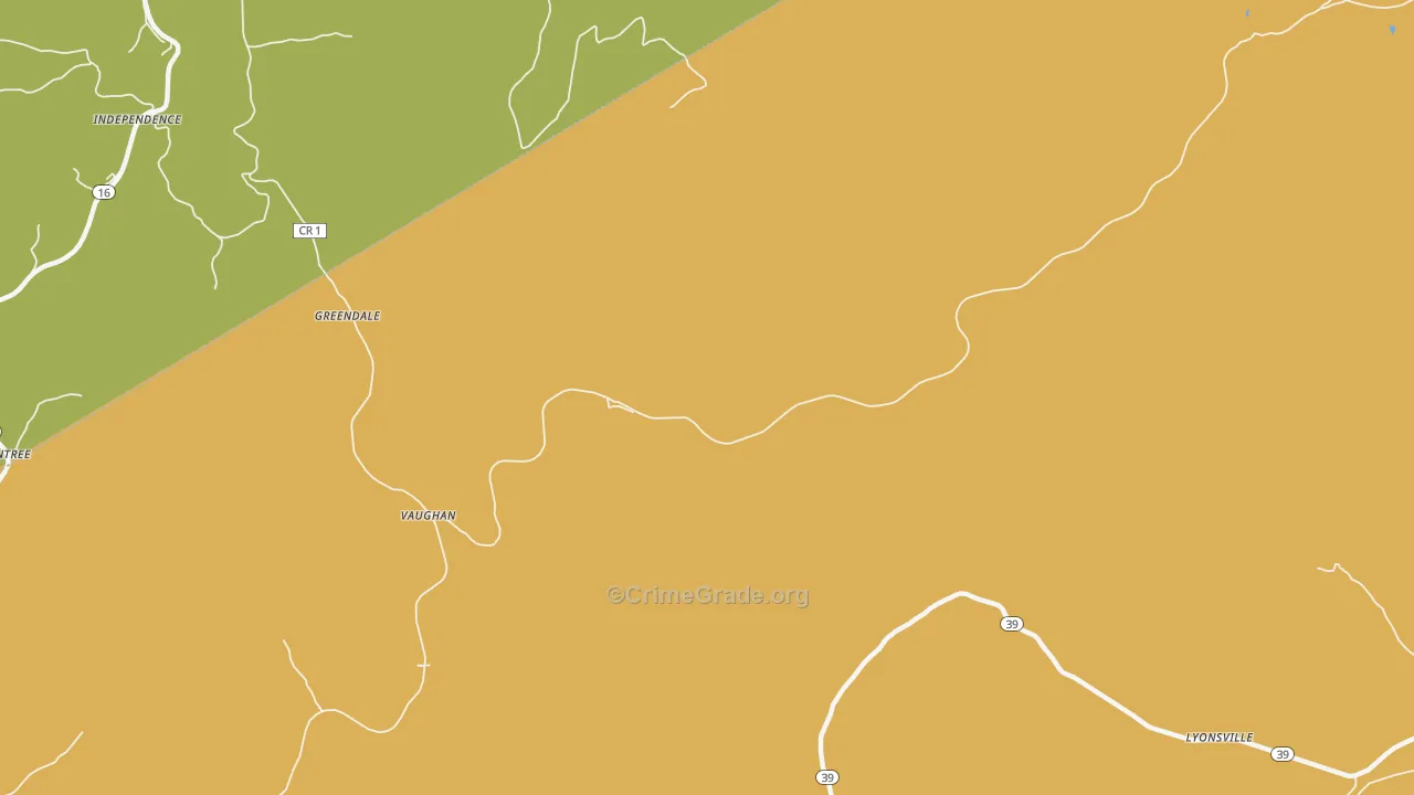Vaughan, WV Map of Murder Rates