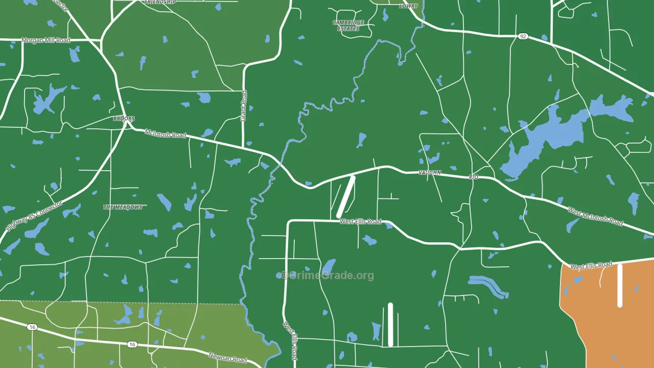Vaughn, GA Map of Murder Rates