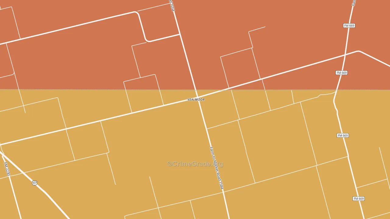 Vealmoor, TX Map of Murder Rates