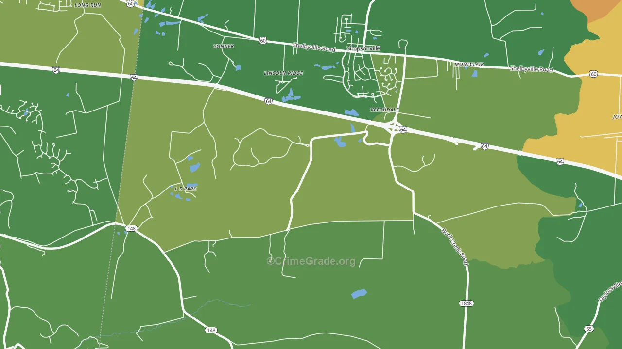 Veechdale, KY Map of Murder Rates