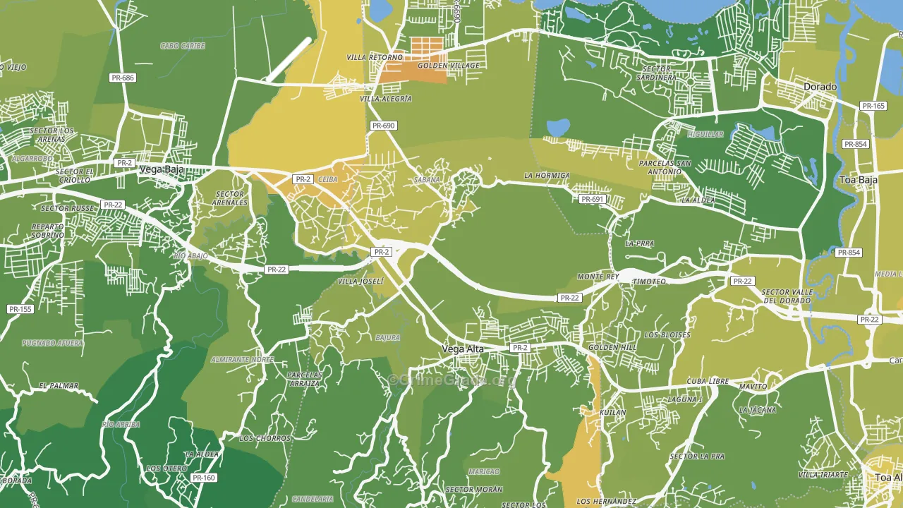Vega Alta, PR Map of Murder Rates