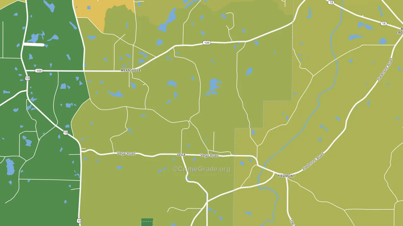Vega, GA Map of Murder Rates