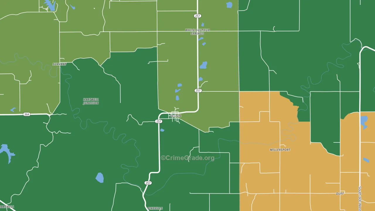 Velpen, IN Map of Murder Rates
