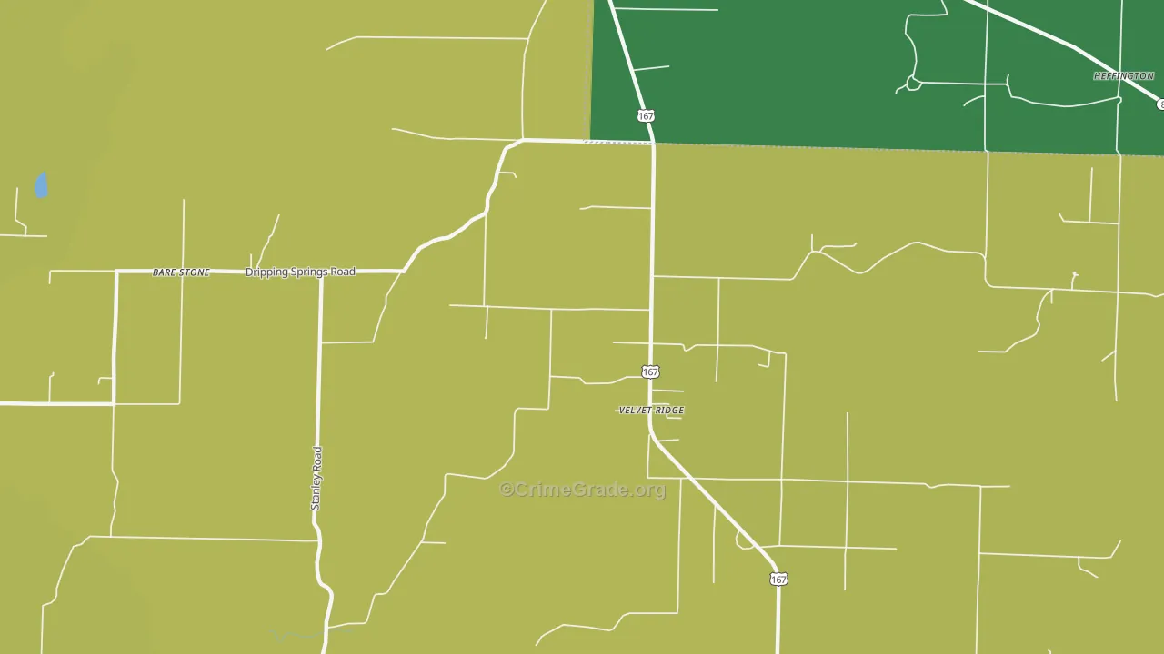 Velvet Ridge, AR Map of Murder Rates