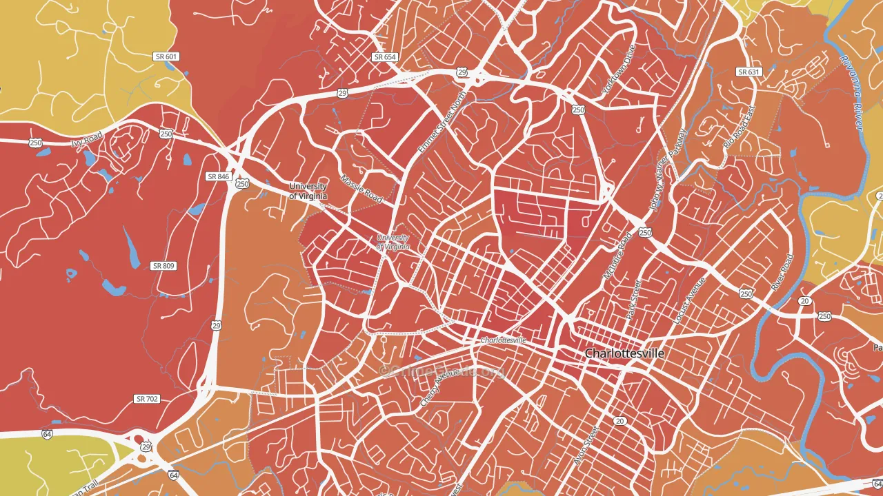 Venable, Charlottesville, VA Map of Murder Rates