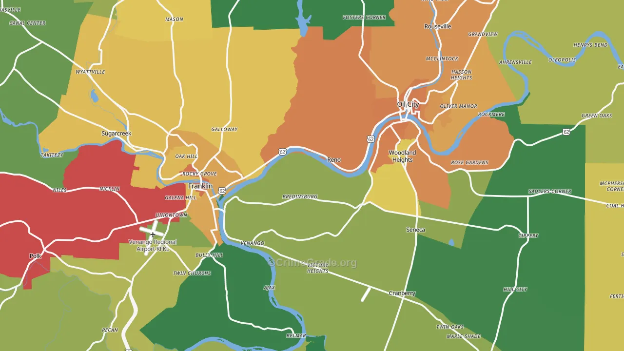 Venango County, PA Map of Murder Rates