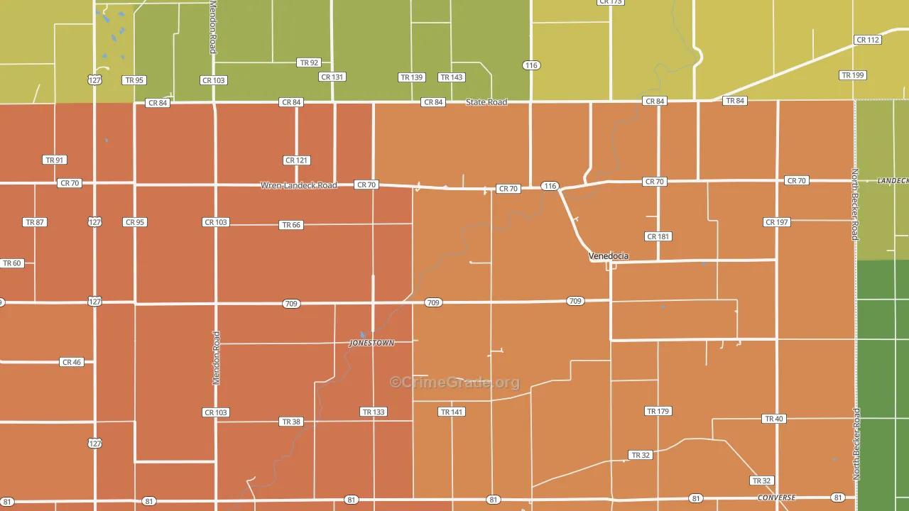 Venedocia, OH Map of Murder Rates