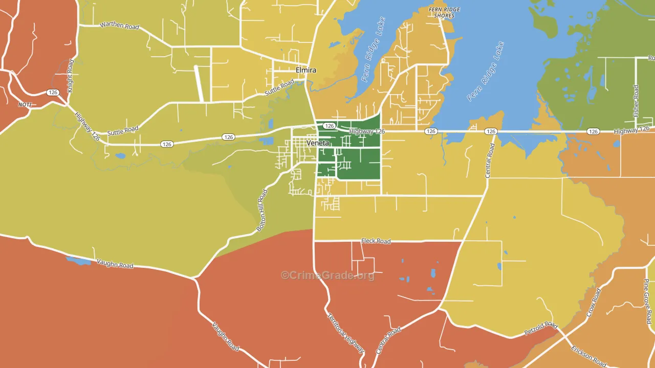 Veneta, OR Map of Murder Rates