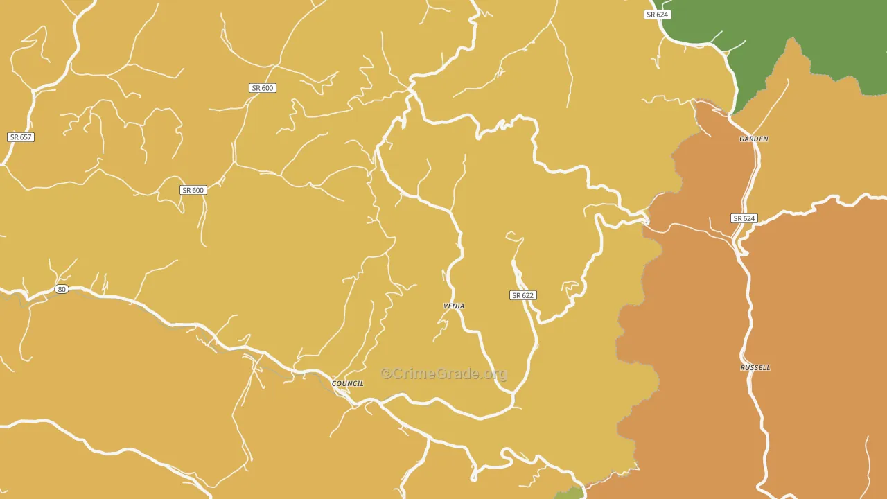 Venia, VA Map of Murder Rates