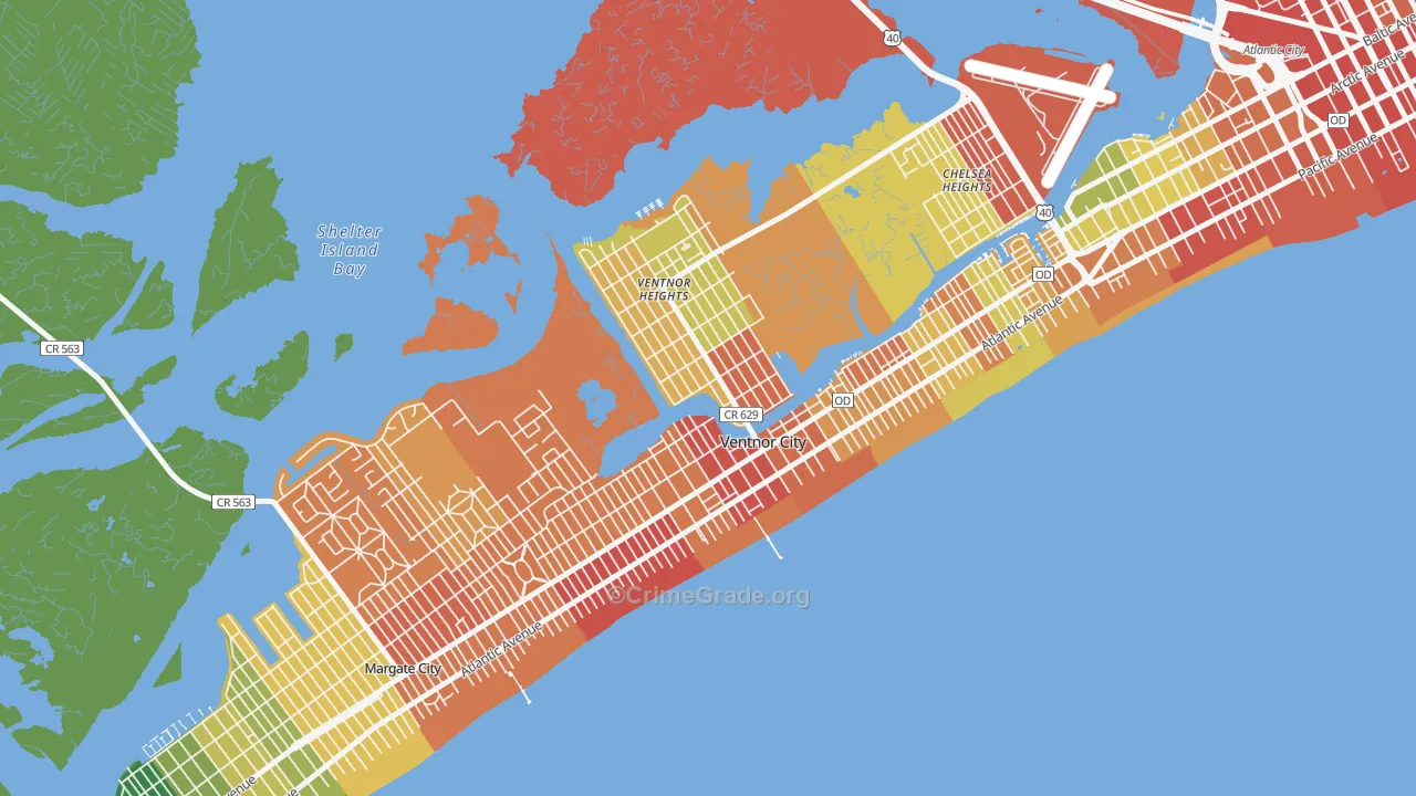 Ventnor City, NJ Map of Murder Rates