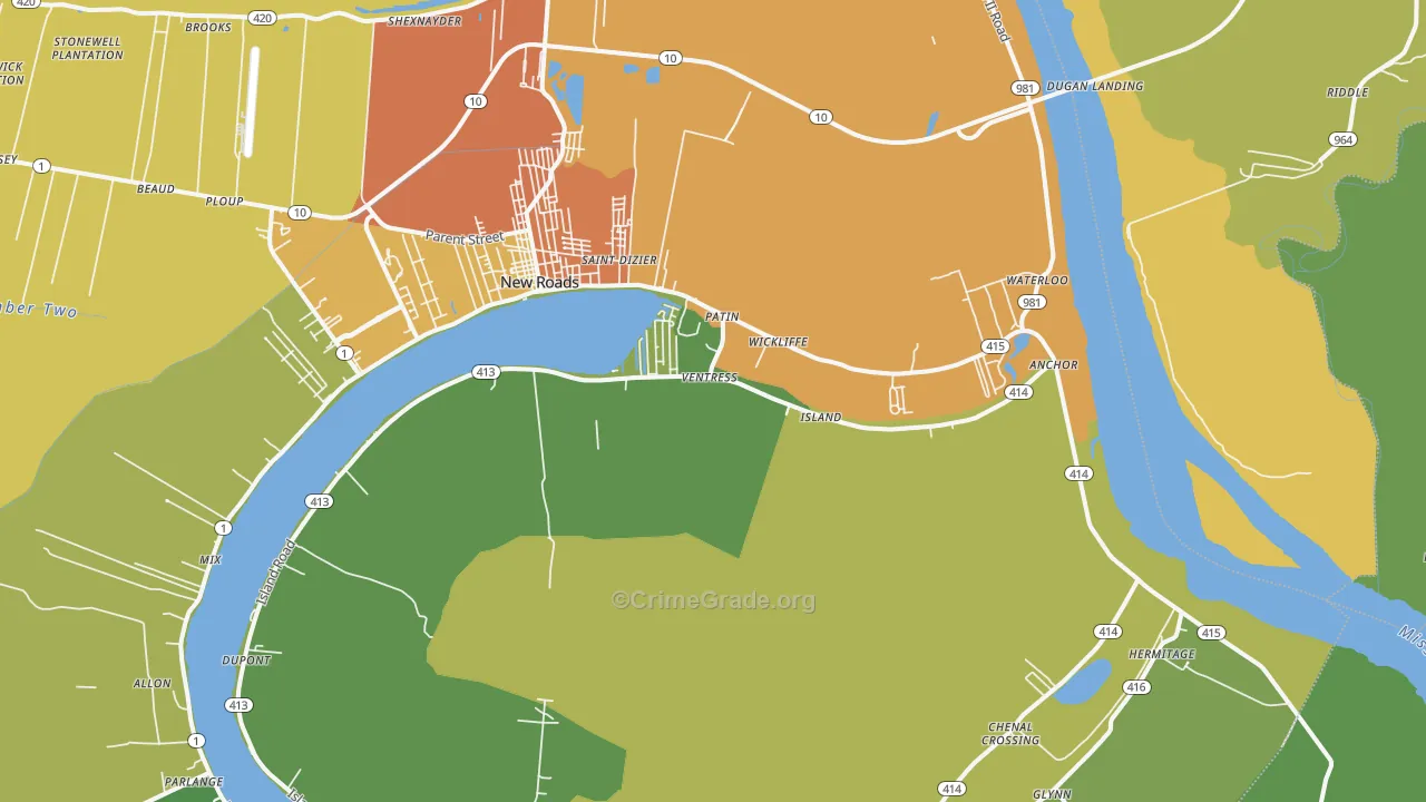 Ventress, LA Map of Murder Rates