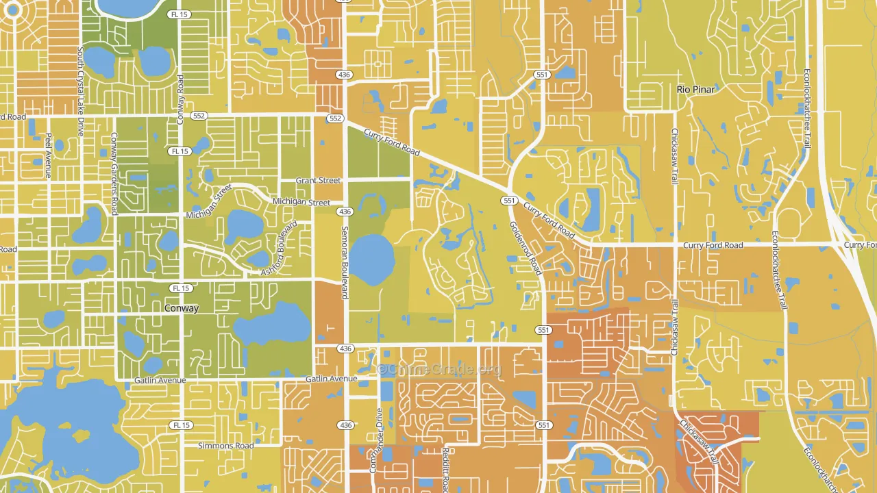 Ventura, Orlando, FL Map of Murder Rates