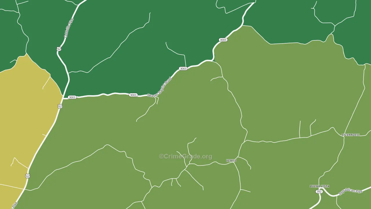 Venus, KY Map of Murder Rates